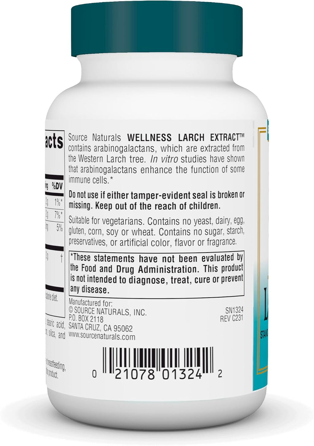 Source Naturals Wellness Extracto de Alerce - Estandarizado a Arabinogalactanos - 60 Comprimidos