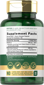Carlyle Camu Camu con Vitamina C | 150 Cápsulas | Extracto de Hierba | Myrciaria Dubia | No Transgénico y Sin Gluten