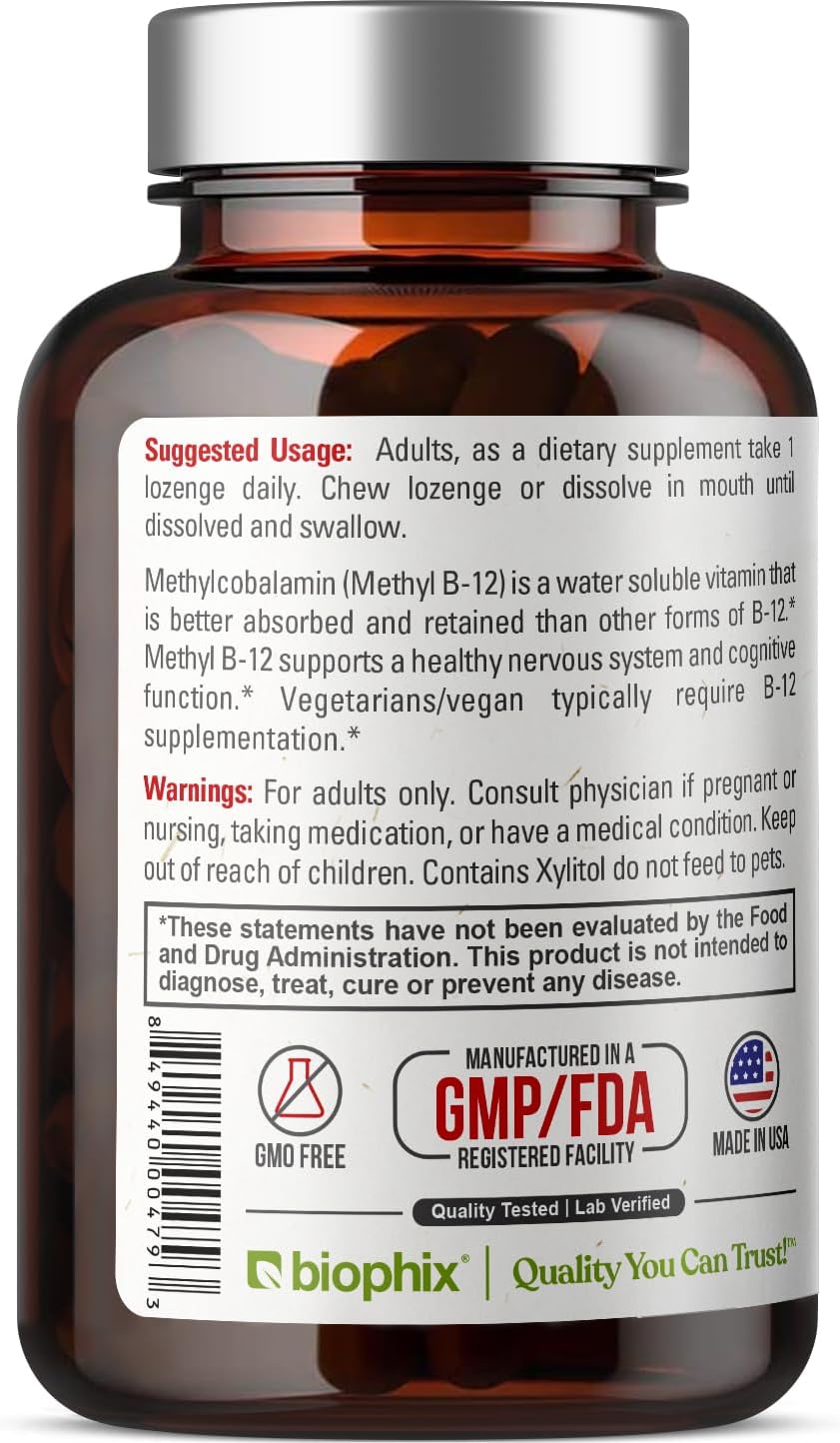biophix Metilcobalamina B12 10000 mcg - 90 Comprimidos Veganos Sabor Cereza