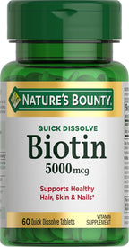 Nature's Bounty Biotina 5000 mcg – 60 Comprimidos de Disolución Rápida