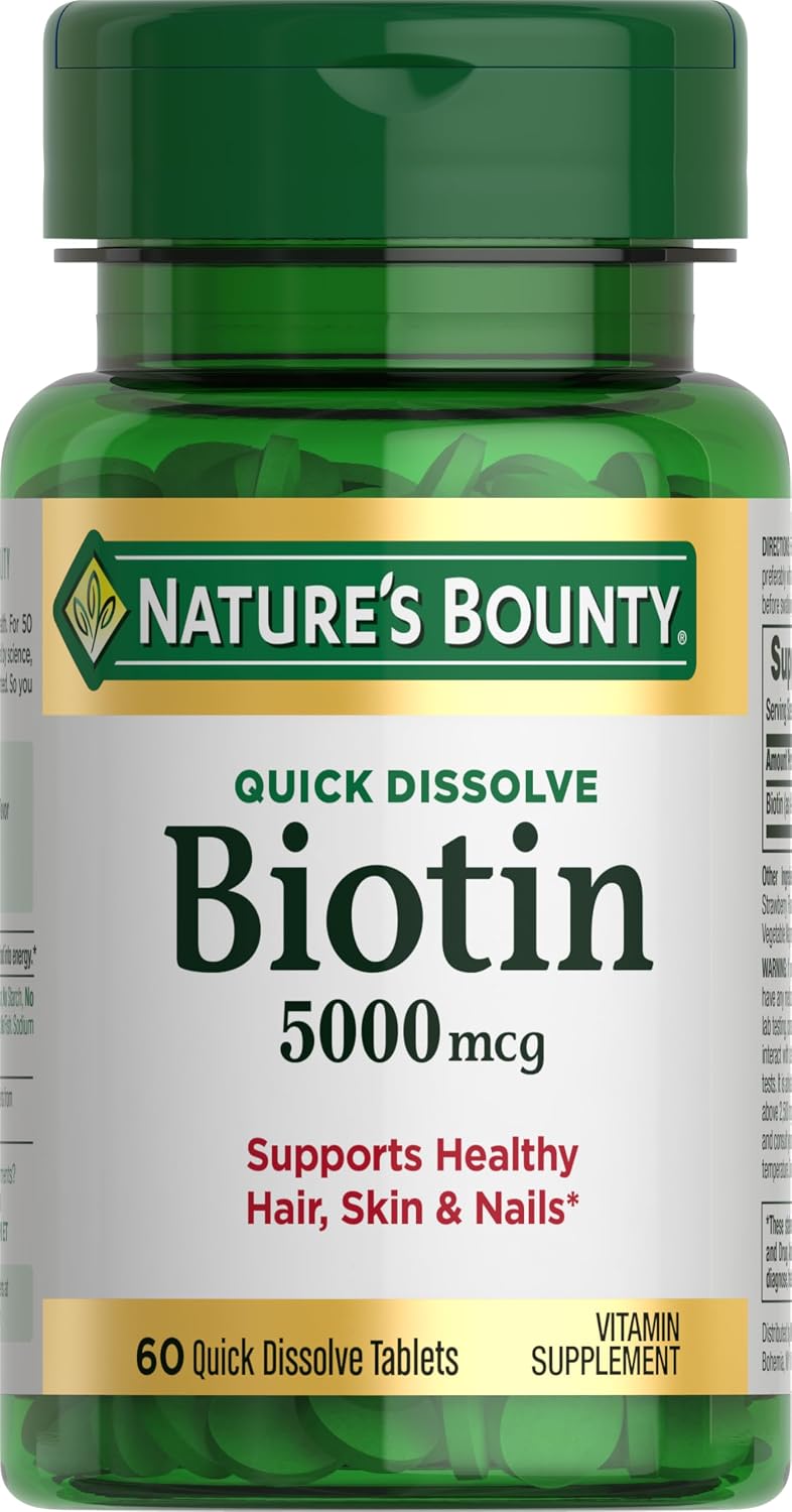 Nature's Bounty Biotina 5000 mcg – 60 Comprimidos de Disolución Rápida