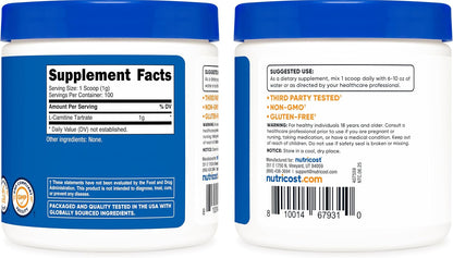 Nutricost Tartrato de L-Carnitina en Polvo (100 Gramos) - 1 Gramo por Ración; 100 Raciones – Image 6