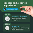 VETRISCIENCE Veterinary Strength Healthy Heart Chews, Suplemento cardíaco para perros y gatos, sabor a pollo, 60 unidades