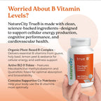 NatureCity True-B Complejo B Vegetal Super B Vitaminas - Alimentos Integrales Orgánicos con Folato Activo y Vitamina B12 - 30 Cápsulas Vegetales