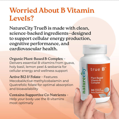 NatureCity True-B Complejo B Vegetal Super B Vitaminas - Alimentos Integrales Orgánicos con Folato Activo y Vitamina B12 - – Image 4