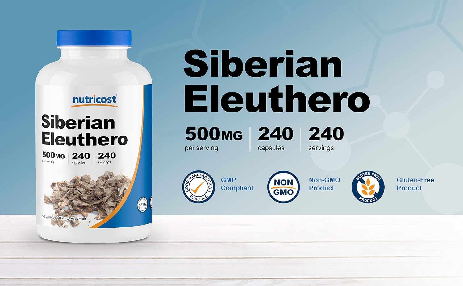 Nutricost Siberian Eleuthero 500mg, 240 Cápsulas - Eleutherococcus Senticosus