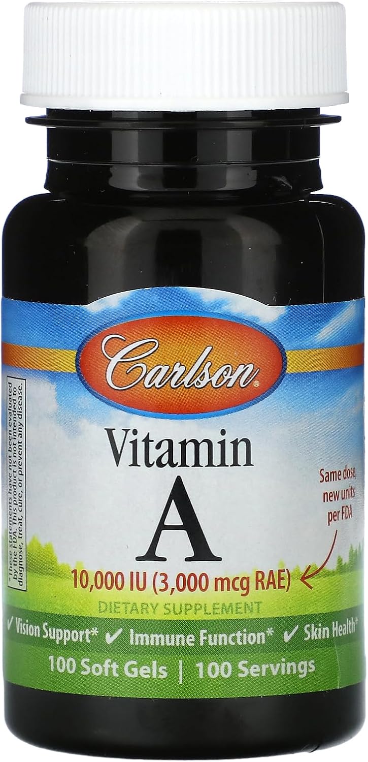 Carlson Labs Vitamina A Natural, 10,000 UI, 100 Cápsulas Blandas