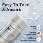 REOTT Suplemento de Nicotinamida Ribósido (NR) 300 mg, Apoyo NAD+, 60 Cápsulas, con L-Ergotioneína y PQQ para Salud Celular y Envejecimiento Saludable