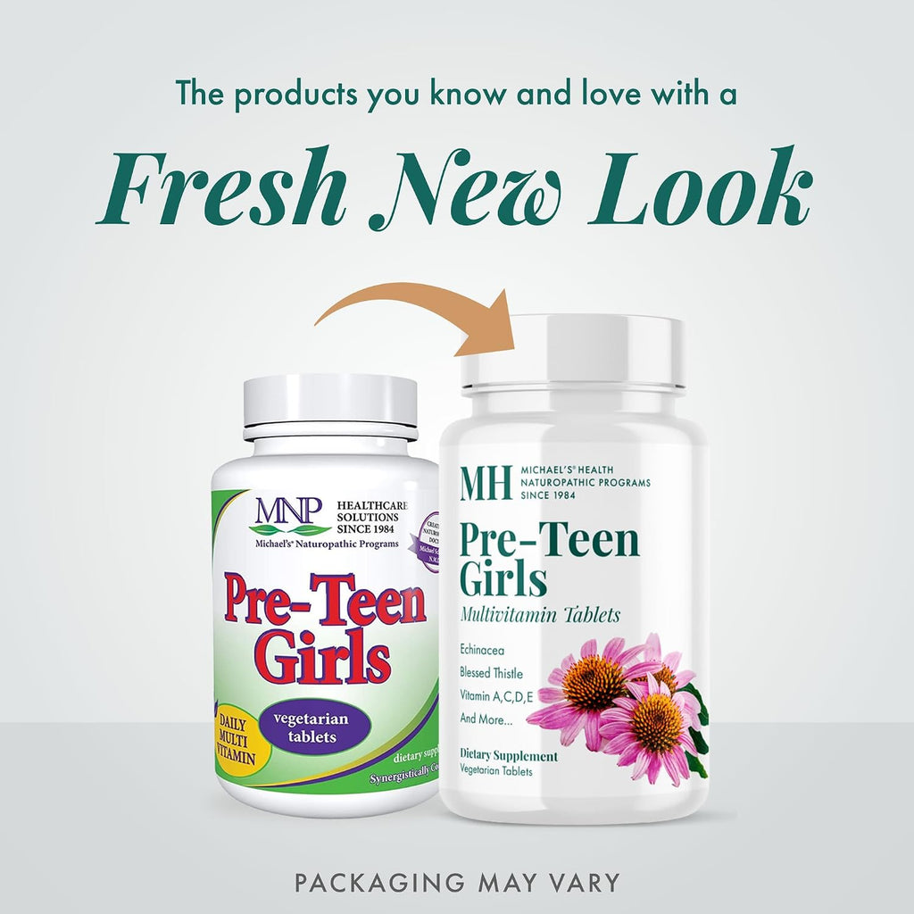 Michael's Health Naturopathic Programs Pre-Teen Girls - Multivitamínico diario para niñas de 9 a 12 años - 120 comprimidos vegetarianos