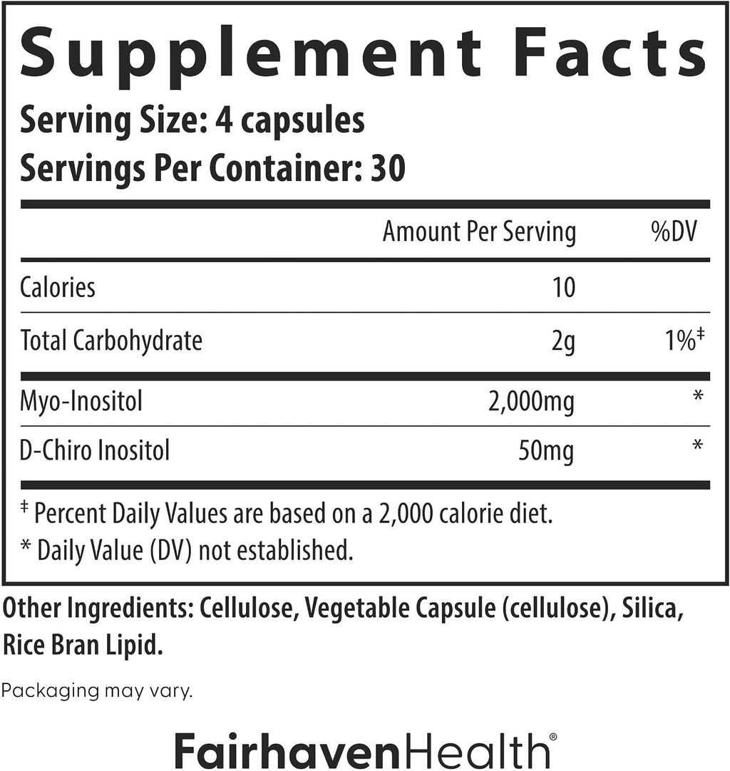 Fairhaven Health Myo-Inositol y D-Chiro Inositol 40:1 - 120 Cápsulas