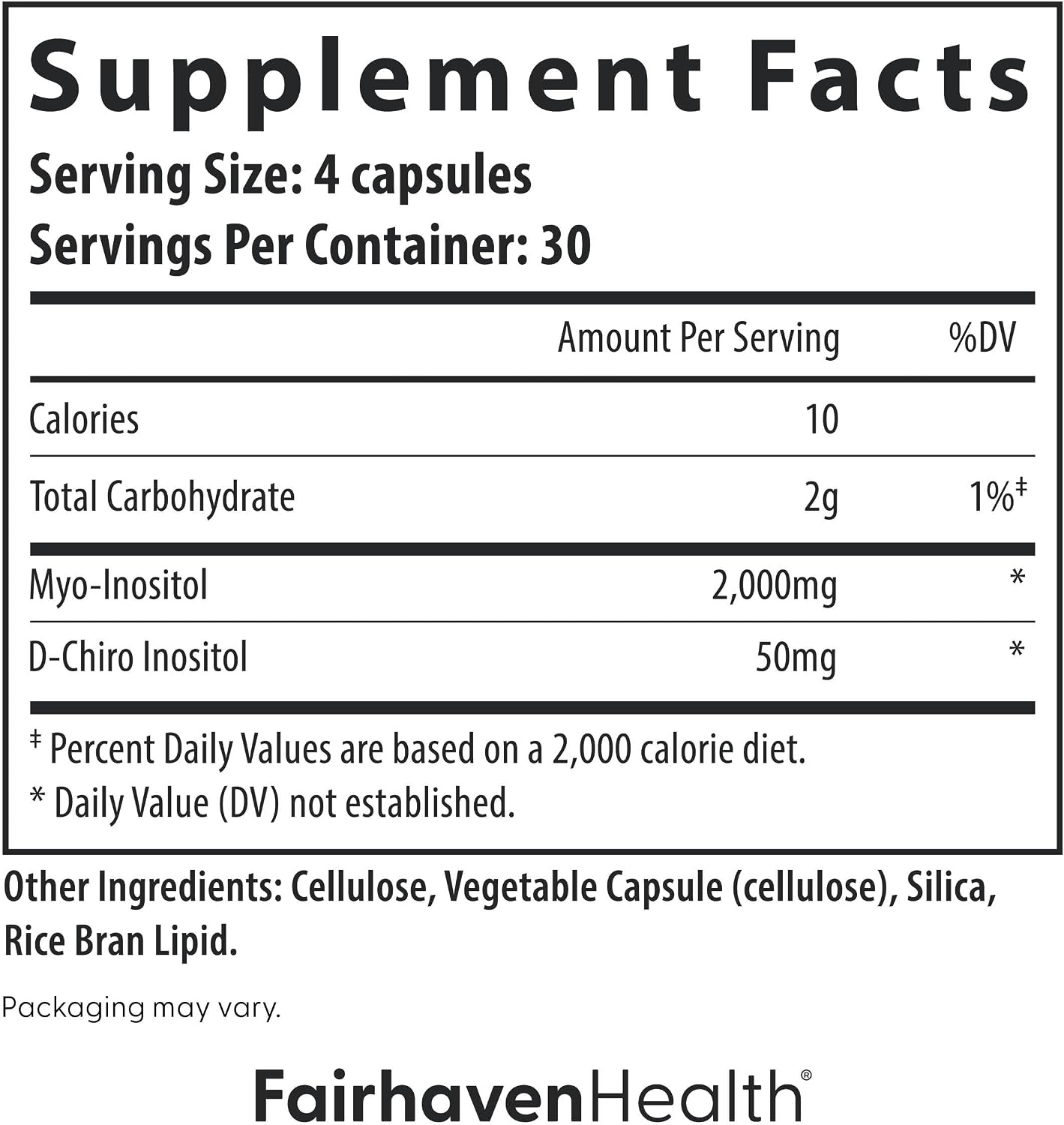 Fairhaven Health Myo-Inositol y D-Chiro Inositol 40:1 - 120 Cápsulas