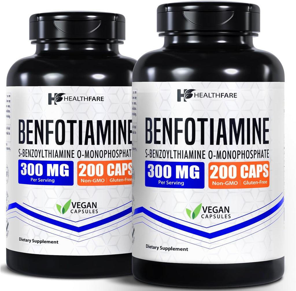 Healthfare Benfotiamina 300 mg | 200 Cápsulas Veganas | Absorción Mejorada