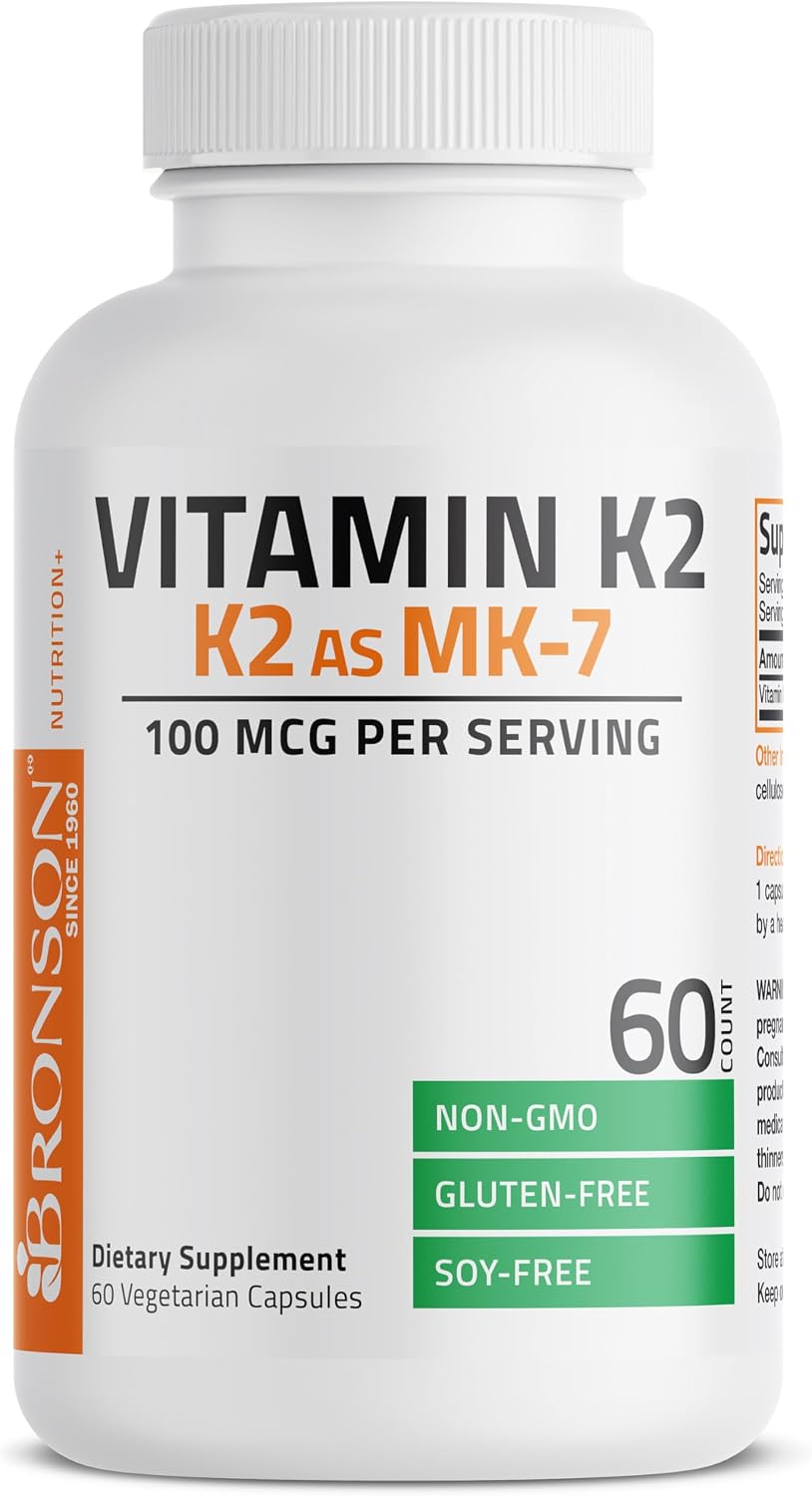 Bronson Vitamina K2 como MK-7 Menaquinona 100 mcg, 60 Cápsulas