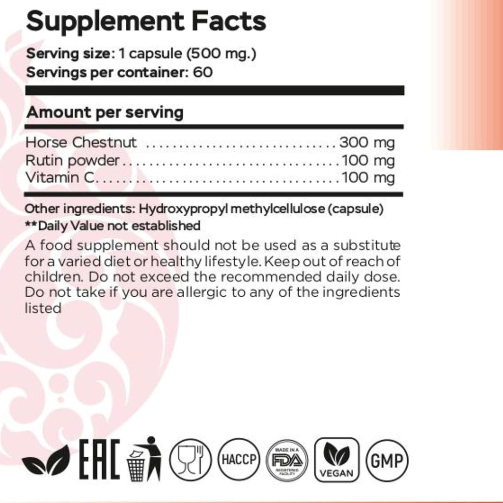 RaDoTech VeinoTune – Apoyo para la salud venosa con castaño de indias 300 mg y vitamina C, 60 comprimidos