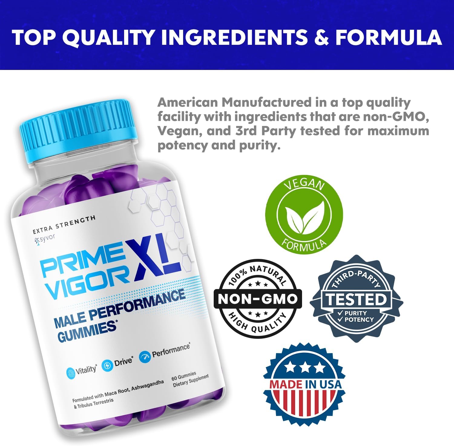 Prime Vigor XL Gummies (3 Paquete) - 180 Gomitas