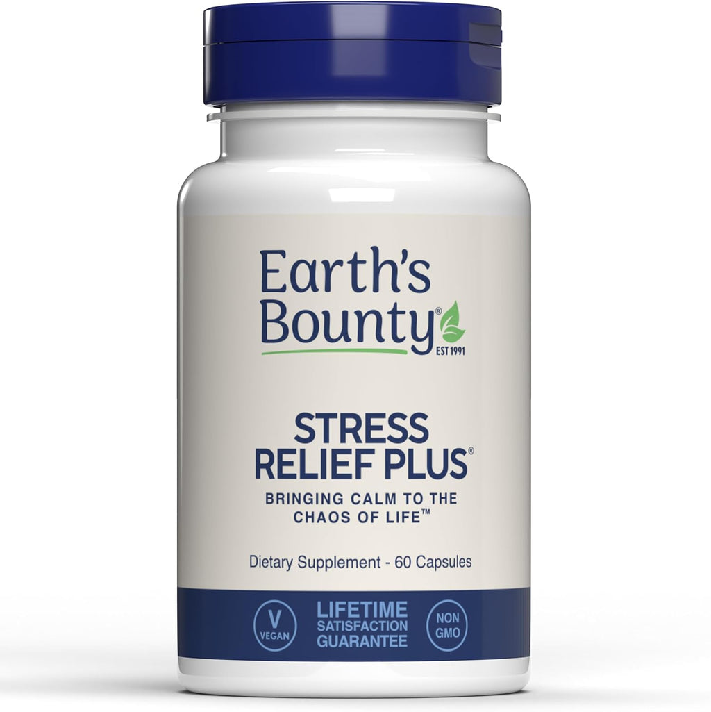 Earth's Bounty Stress Relief Plus - 60 Cápsulas Vegetales - Fórmula Natural Anti-Estrés