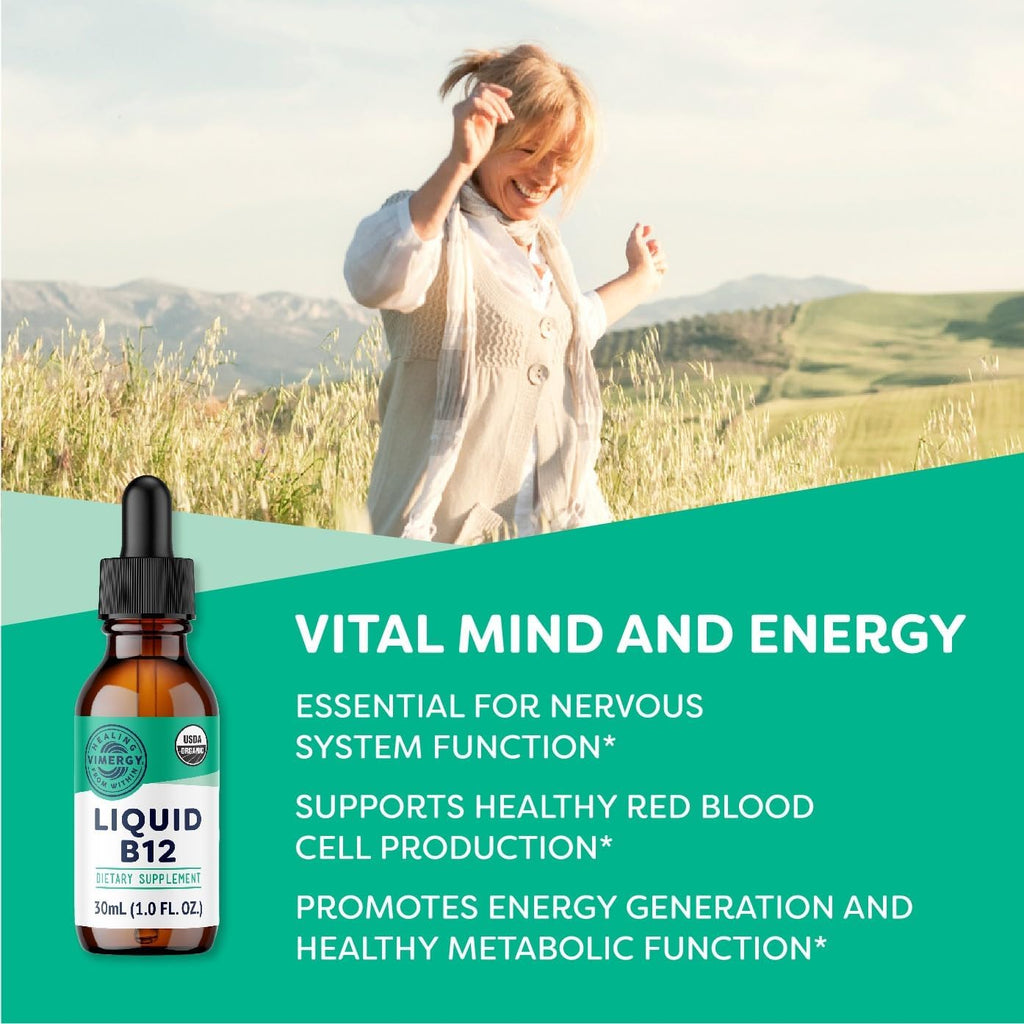 Vimergy Vitamina B12 Líquida Orgánica 2500 mcg - Metilcobalamina y Adenosilcobalamina