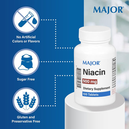 Major Niacin 500mg - Suplemento Alimenticio – Contribuye al mantenimiento de la piel en condiciones normales. – Image 3