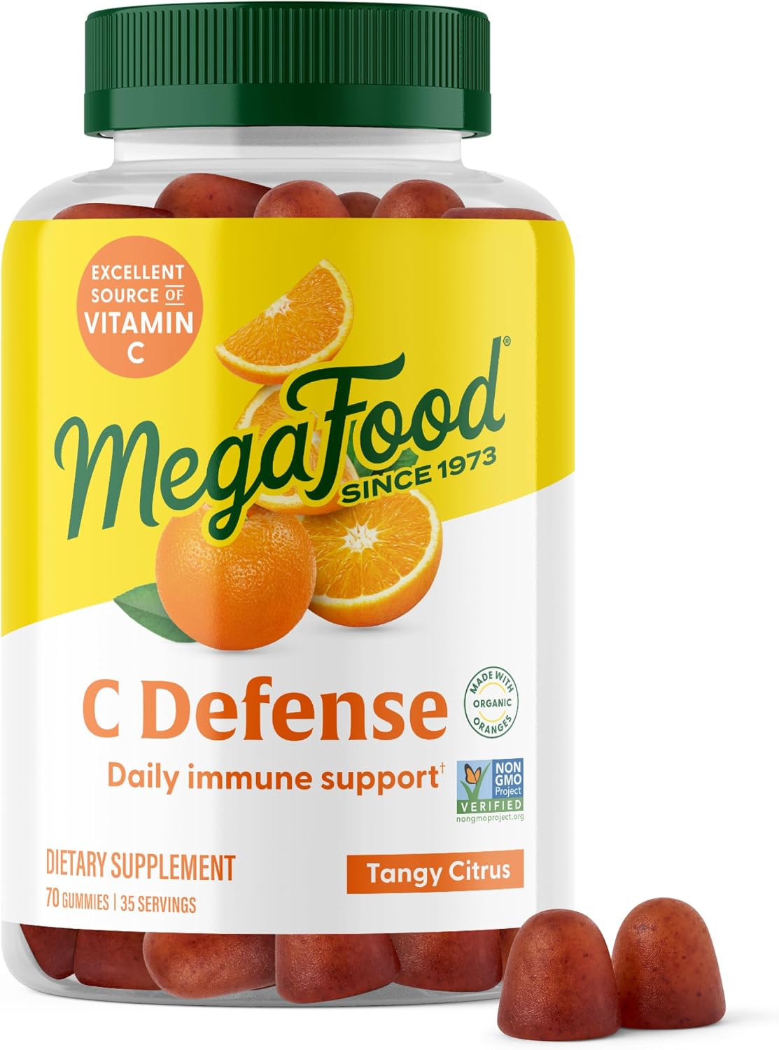 MegaFood C Defense - Gomitas de vitamina C con alimentos reales, sabor cítrico, 70 uds.