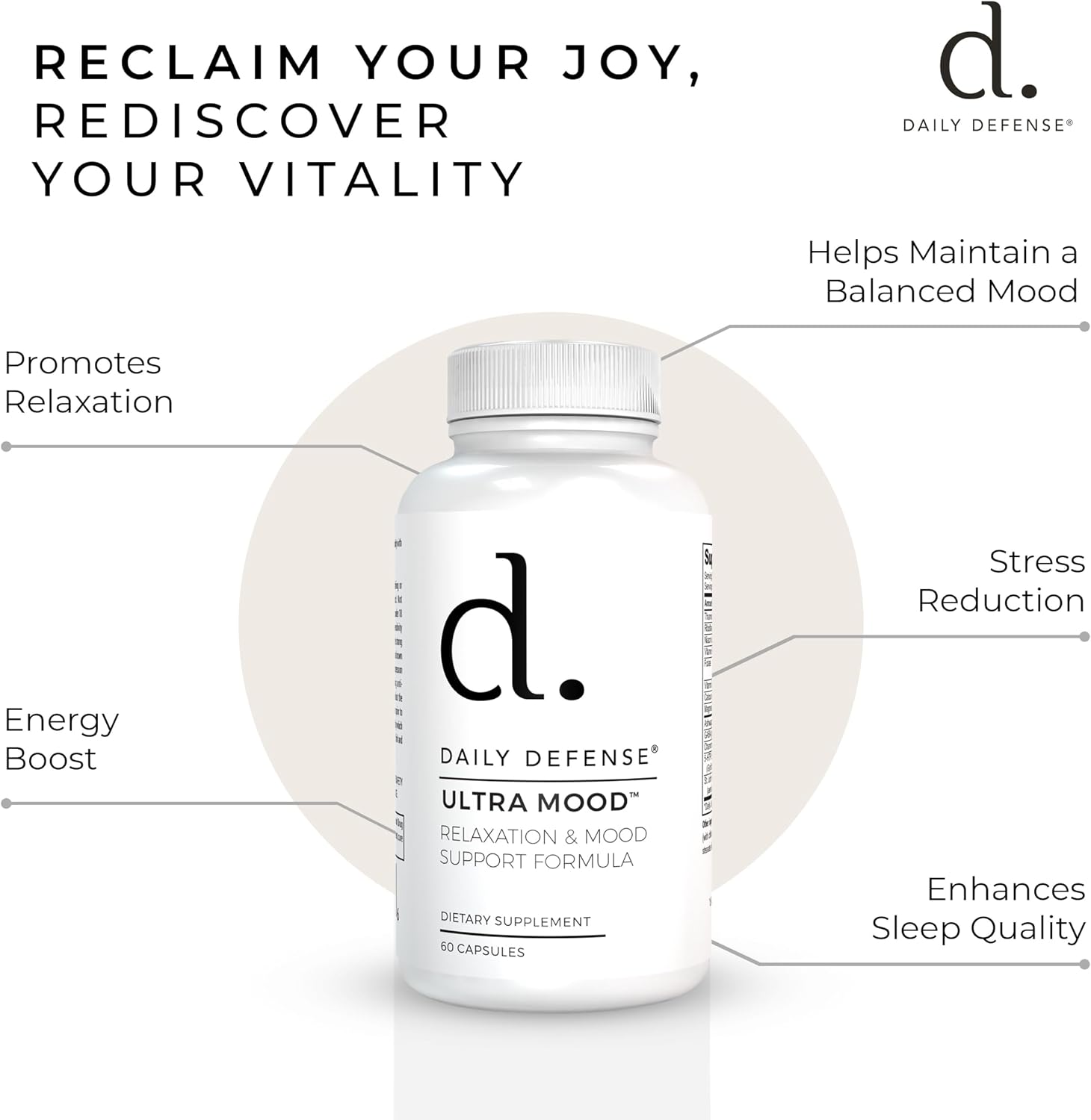 Daily Defense Mood Support Supplement - Ultra Mood 60 Comprimidos