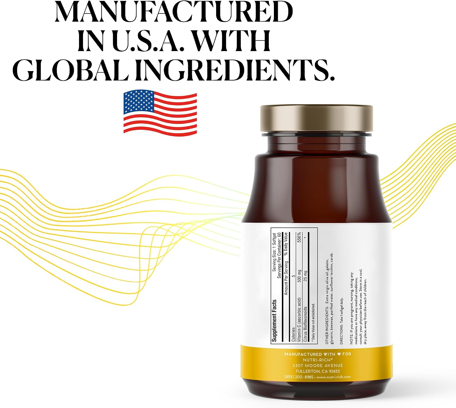 Vitamina C 500 mg con Bioflavonoides 25 mg – 60 Cápsulas Blandas