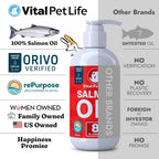 Aceite de Salmón para Perros y Gatos - Apoyo para Piel y Pelaje Saludables, Omega 3 EPA DHA, 236 ml
