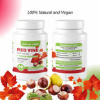 Dash of Vigor Extracto de Hoja de Vid Roja (Vitis Vinifera) y Castaño de Indias, 1500 mg, 60 Cápsulas