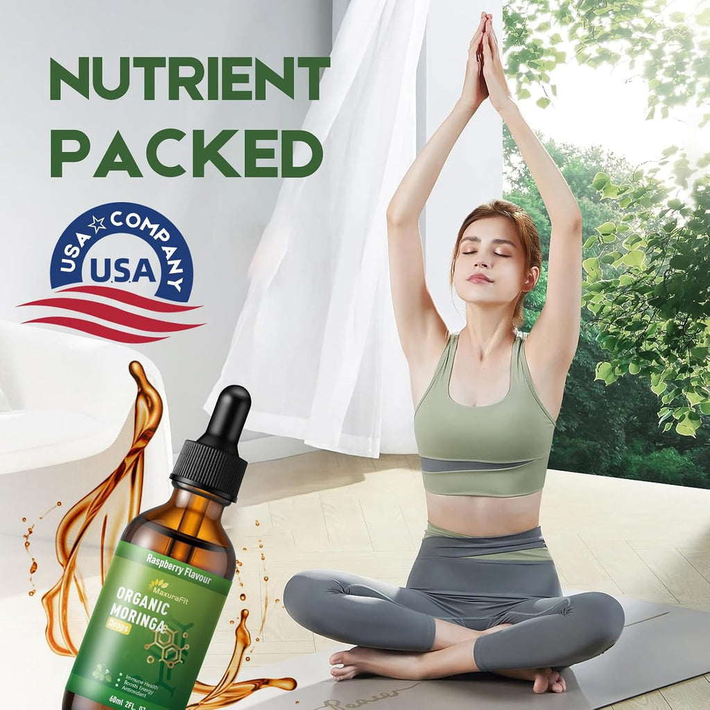 MaxuraFit Moringa Leaf Drops with Vitamin C, Extracto Líquido de Moringa Oleifera con Vitamina C, 60 ml (2 fl oz)