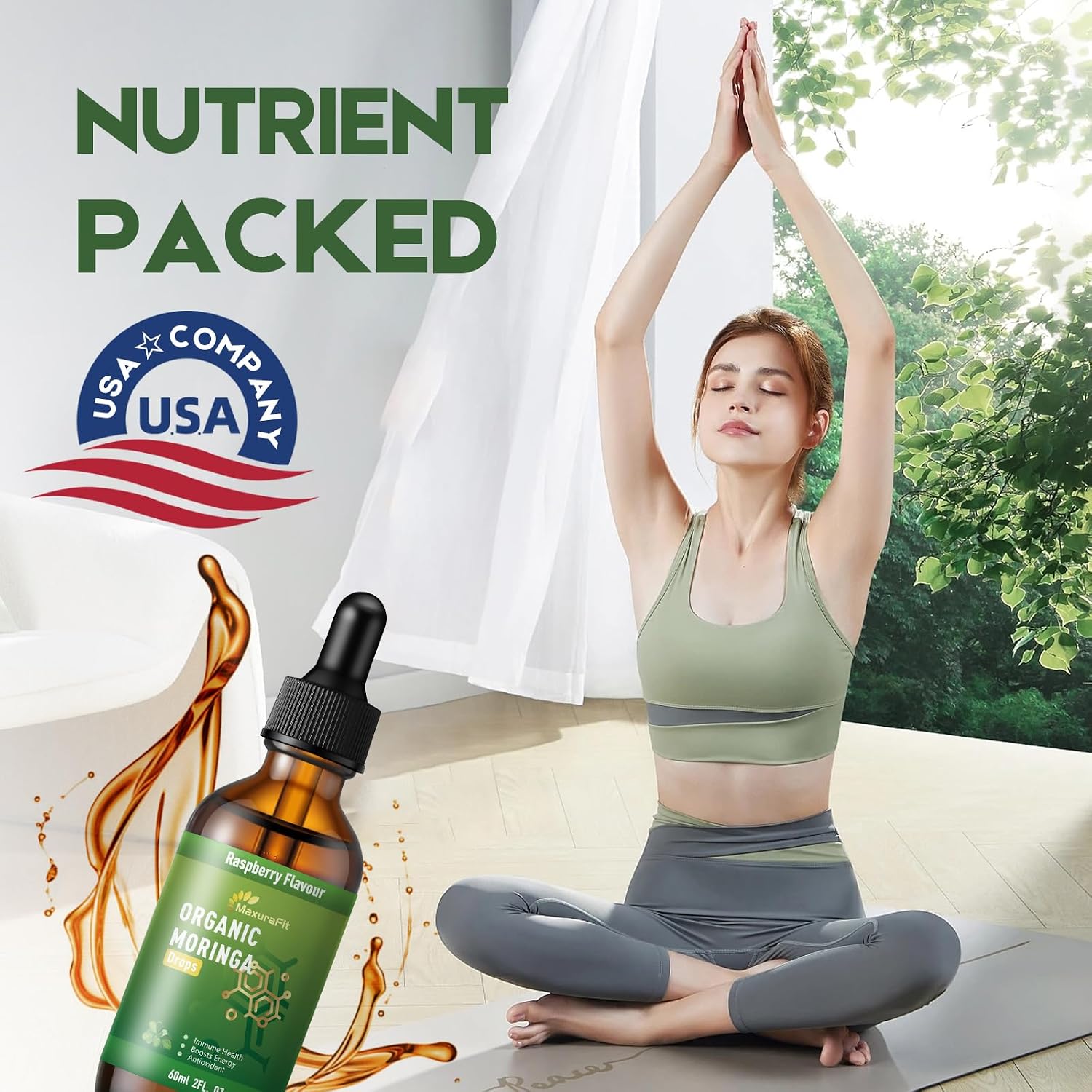 MaxuraFit Moringa Leaf Drops con Vitamina C - 118 ml