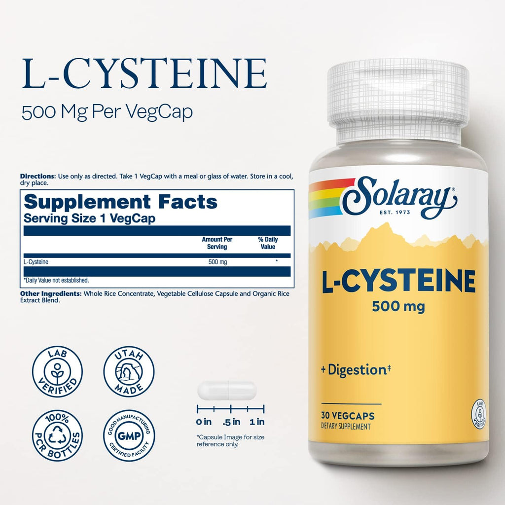 Solaray L-Cysteine 500 mg – 30 Vegan Capsules