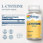Solaray L-Cysteine 500 mg – 30 Vegan Capsules