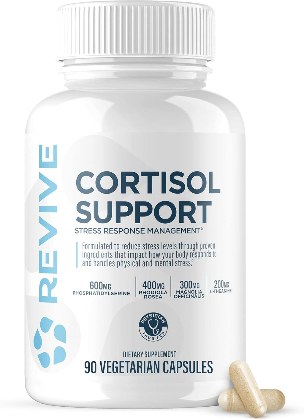 Revive MD Cortisol Manager, 90 Cápsulas Vegetarianas - Suplemento para el Control del Cortisol con Magnesio y L-Teanina