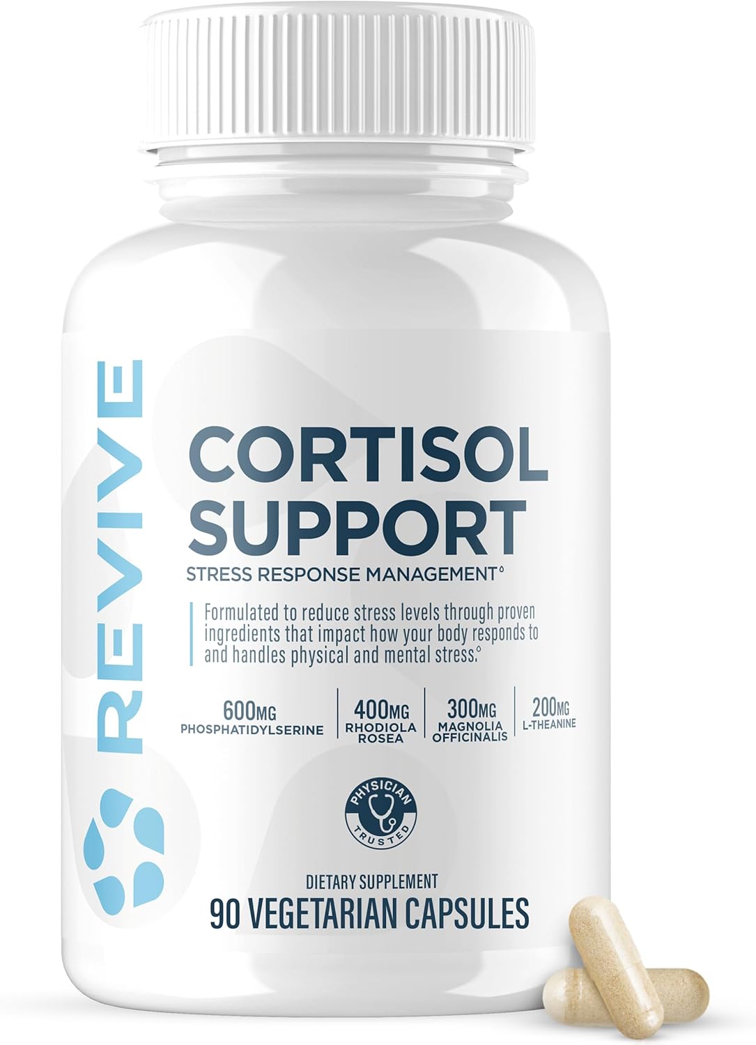 Revive MD Cortisol Manager, 90 Cápsulas Vegetarianas - Suplemento para el Control del Cortisol con Magnesio y L-Teanina