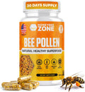HONEYBEEZONE – Gránulos de Polen de Abeja Crudo 100% en 60 Cápsulas Vegetales – Alto en Complejo B para Metabolismo y Energía – Sin Gluten y No GMO – Proteínas y Antioxidantes
