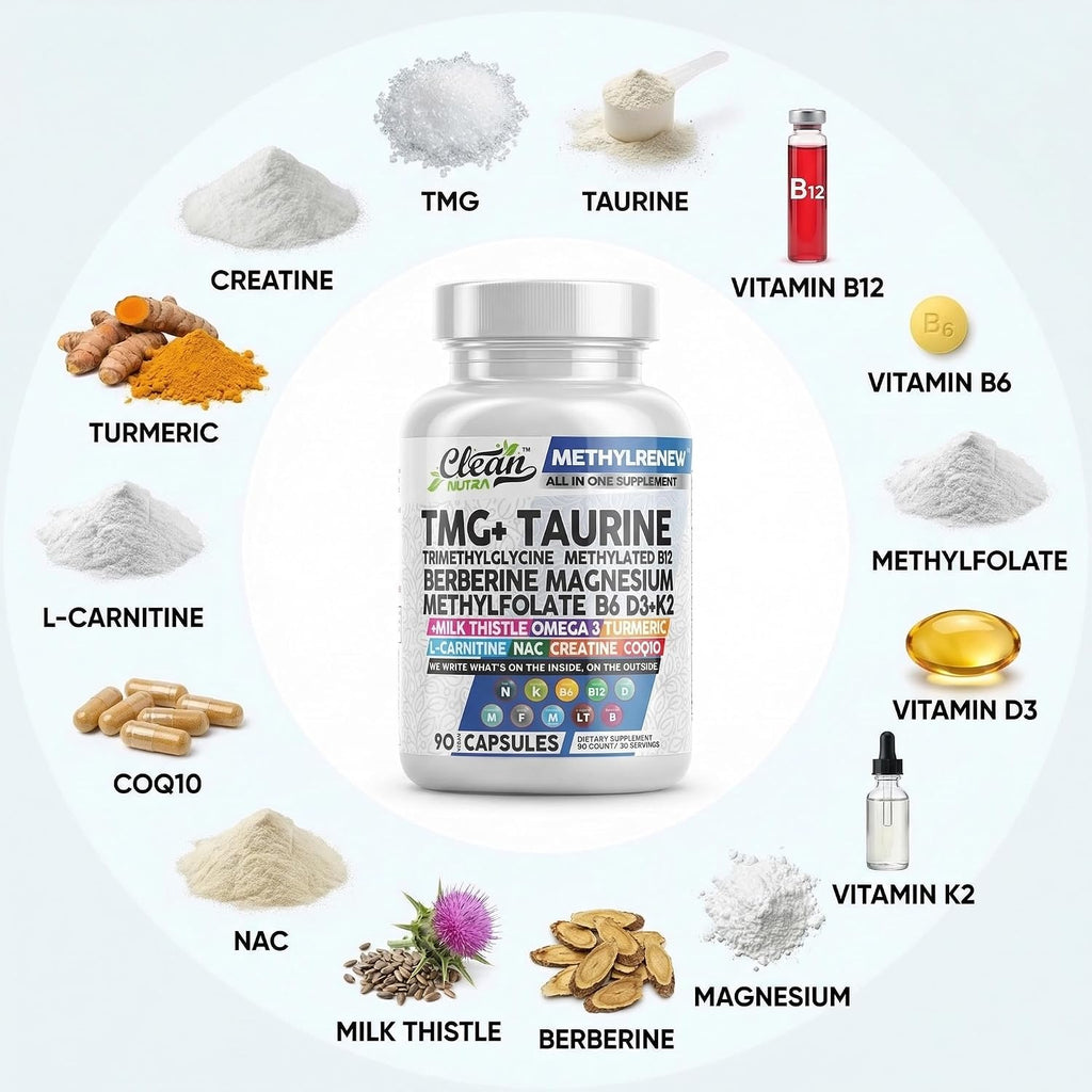 Clean Nutra TMG 1000mg - Multivitamínico Metilado para Mujeres y Hombres