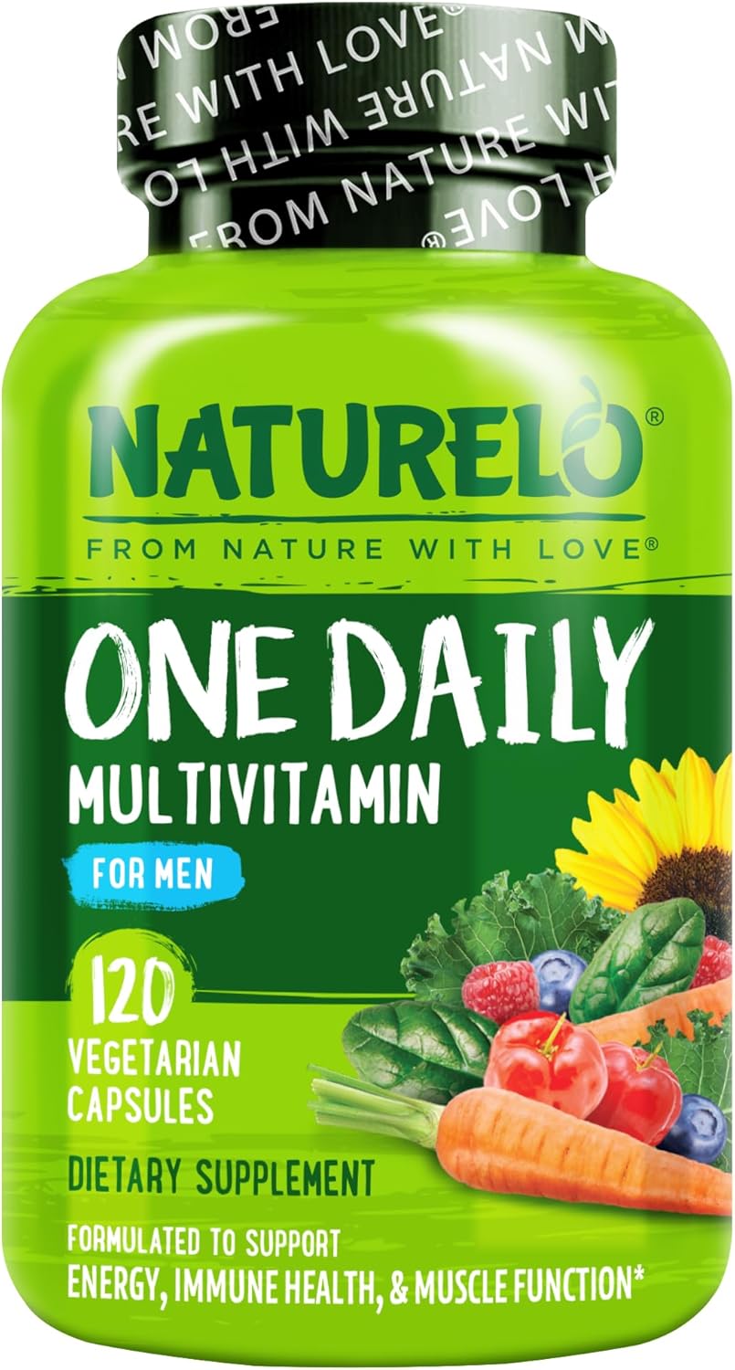 NATURELO Multivitamínico para Hombres – 1 Cápsula Diaria con Vitaminas, Minerales y Alimentos Ecológicos, 120 Cápsulas Vegetales