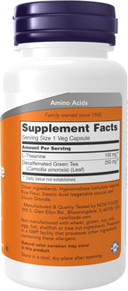 NOW Foods L-Teanina 100 mg con Té Verde Descafeinado - 90 Cápsulas Veganas