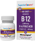 Superior Source NO Shot Advanced B-12 – 2000 mcg Vitamina B12, B6 y 600 mcg Ácido Fólico – 60 Tabletas sublinguales