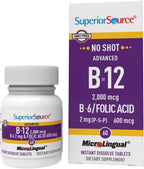 Superior Source NO Shot Advanced B-12 2,000 mcg B-6 / Ácido Fólico 600 mcg - 60 Comprimidos Sublinguales