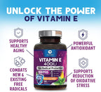 Vitamina E (DL-alfa-tocoferol) 180 mg por dosis - Cápsulas blandas - Apoyo antioxidante para piel, corazón e inmunidad - 120 cápsulas