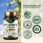 Vitamina E 180mg con dl-Alfa Tocoferol - Suplemento Antioxidante para la Piel, Corazón y Sistema Inmunitario - 120 Cápsulas Blandas