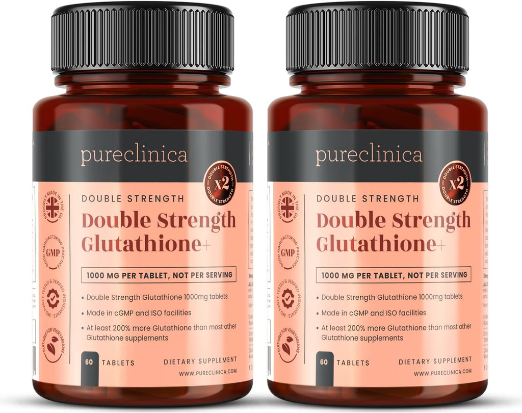 pureclinica Glutathione 1000 mg – 120 Tablets (2 x 60) with Vitamin C and Alpha Lipoic Acid