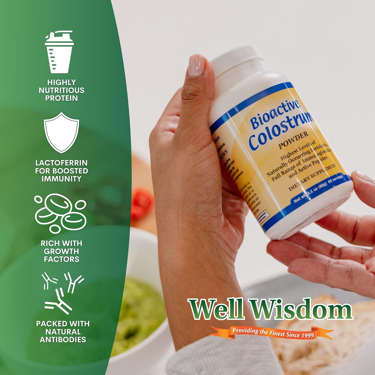 Calostro Bioactivo Well Wisdom 60g Suplemento Bovino en Polvo
