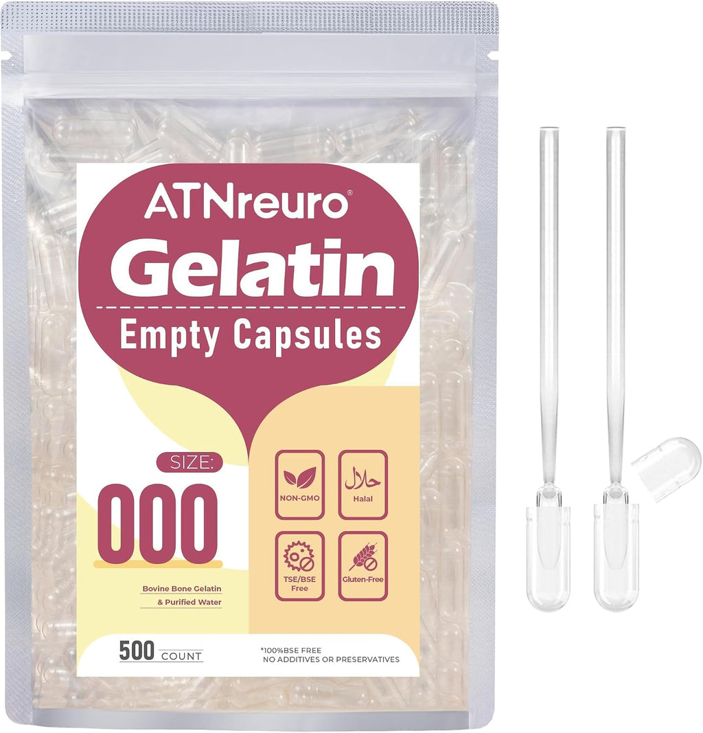 Cápsulas Vacías de Gelatina Tamaño 000 - 500 Unidades con 2 Microcucharas - ATNreuro