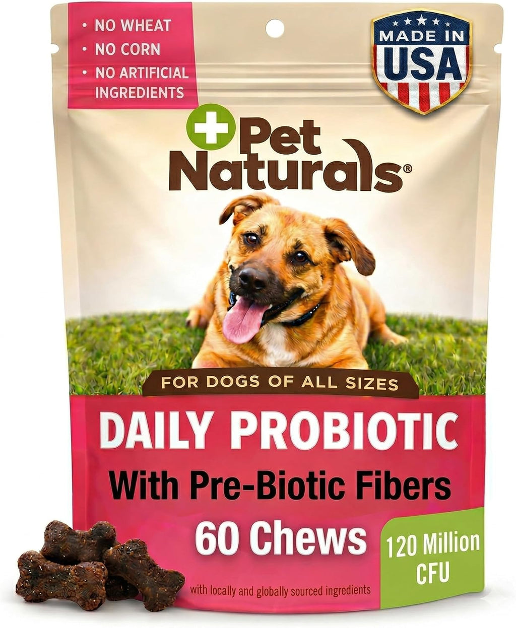 Pet Naturals Daily Probiotic Soft Chews for Dogs, Digestive and Immune Support, 120 Million CFUs per Chew, Duck Flavor, 60 Count