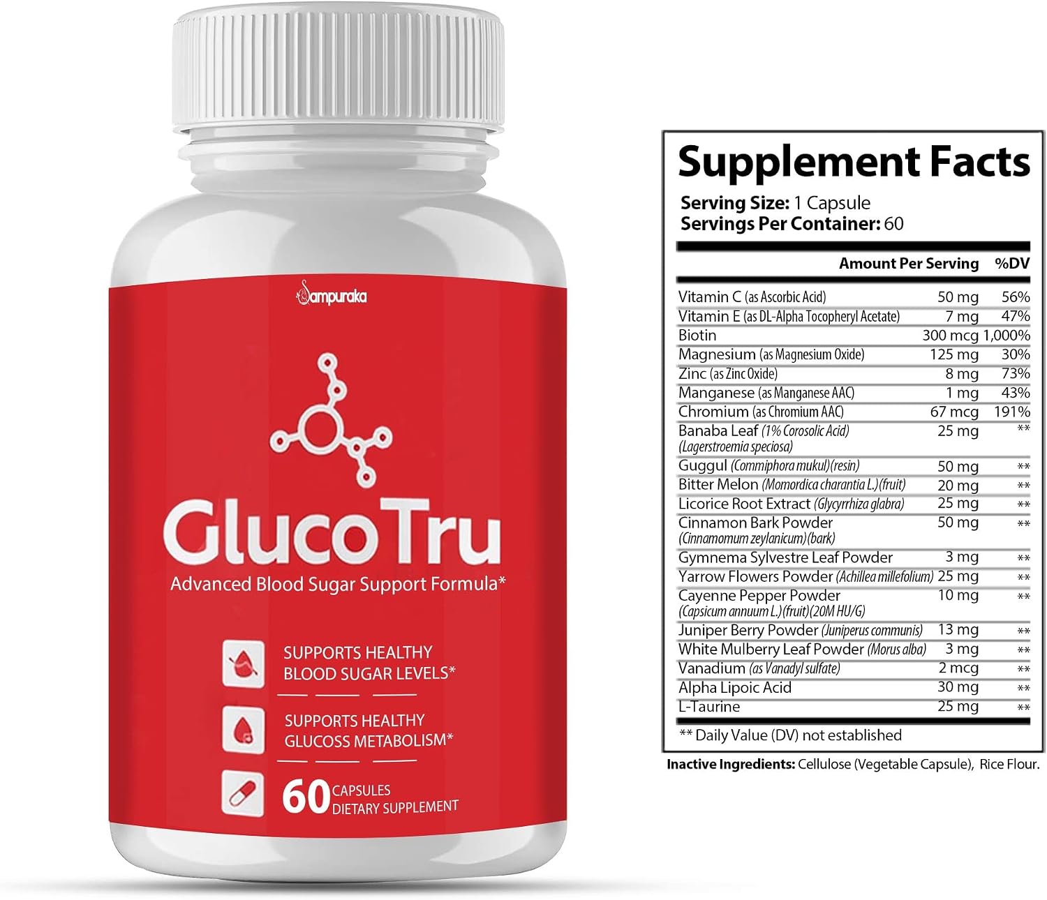 Gluco Tru Advanced Formula Supplement 3 Packs 90 Days Supply