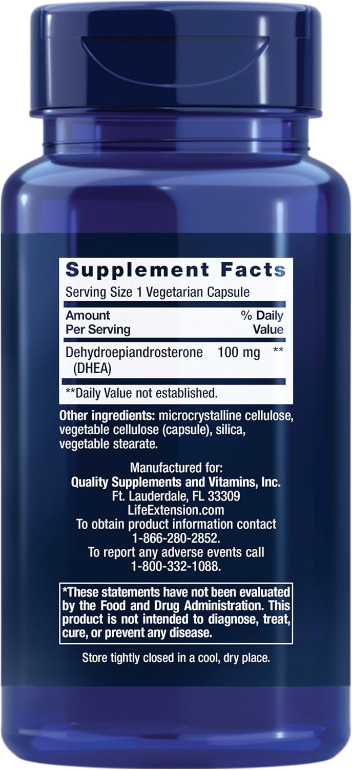 Life Extension DHEA 100 mg Cápsulas – Masa muscular y fuerza: Algunos estudios sugieren que la suplementación con – Image 2