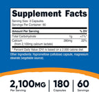 Nutricost Lactato de Calcio 2,100mg - 180 Cápsulas - Vegano, Sin Gluten