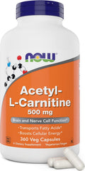NOW Foods Acetil L-Carnitina 500 mg, 360 Cápsulas Vegetales - No OGM
