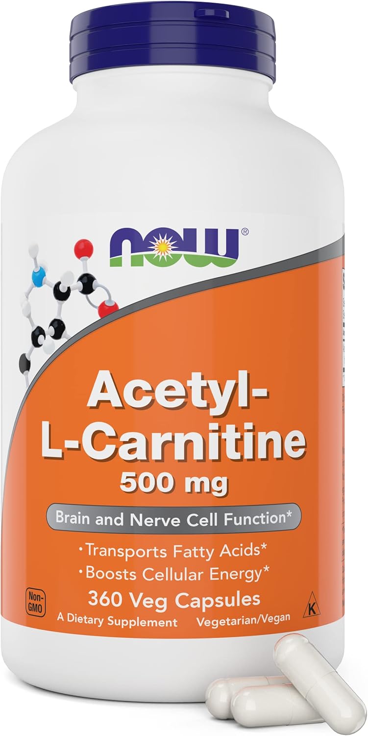 NOW Foods Acetil L-Carnitina 500 mg, 360 Cápsulas Vegetales - No OGM